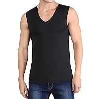 Men's Undershirt Summer Ice Silk Traceless Tank Tops Lightweight Thin Breathable Sleeveless Tops Gym Athletic Basic Tees