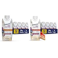 Max Protein Nutrition Shake with 30g Protein, 1g Sugar, High Protein Shake, Creamy Peach and Cherry Cheesecake Variety Pack, 11 fl oz, Pack of 12