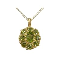 Womens Solid Yellow 10K Gold Natural Peridot Large Cluster Pendant Necklace