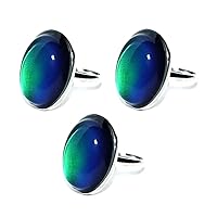 Pack of 3 Vintage Adjustable Oval Mood Ring Chart Included