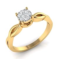 Women's 0.15 Carat Round Cut Certified Diamond Bridal Ring 14K Solid White Yellow Gold