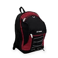 Everest Two-Tone Backpack with Mesh Pockets, Burgundy/Black, One Size