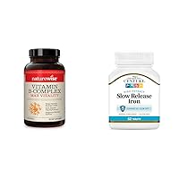 NatureWise Vitamin B Complex for Cellular Energy & Mental Clarity with 21st Century Slow Release 60 Count Iron Tablets