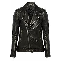 Women's Fashion Brando Style Real Leather Jacket