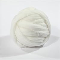 Yarn 50g Fluffy Soft Woolen Fiber Dyed Wool Tops Roving for DIY Needle Felting Spinning Sewing Supplies (Color : White)