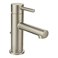 Align Brushed Nickel One-Handle Modern Bathroom Faucet with Drain Assembly and Optional Deckplate, 6190BN