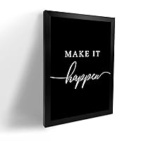 Framed Home Office Wall Decor - Make It Happen - Inspirational Canvas Painting Wall Art, Motivational Wall Art Success Framed Entrepreneur Poster Positive Quotes Poster (Make It