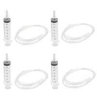 4 Pcs 60ml Lab Sample Injection Syringes with 39.4 Inch Tube, Plastic Garden Syringe for Scientific Labs, Watering, Refilling
