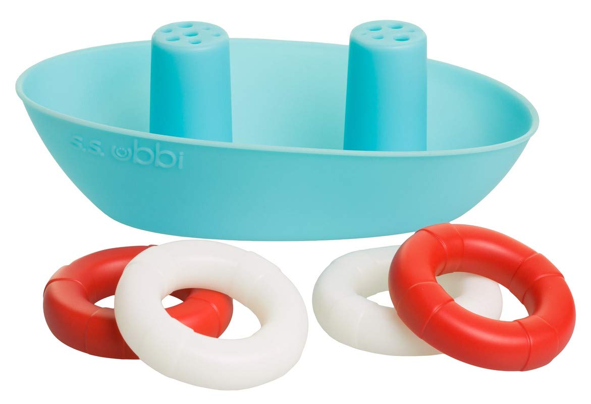 Ubbi Boat & Buoys Bath Toys, Includes 1 Boat and 4 Buoys, Bath Time Toys for Toddlers