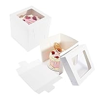 8x8x8 Inches 20pcs Cake Boxes with Window, White Bakery Dessert Boxes, Square Food Grade Cake Containers