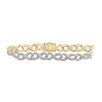 The Diamond Deal 10kt Yellow Gold Womens Round Diamond Infinity Fashion Bracelet 5 Cttw