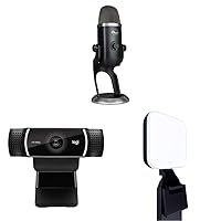 Logitech Blue Podcast Equipment Bundle Blue Yeti X Professional USB Microphone for PC, Mac, Gaming, Streaming, Podcasting, and Computer Mic C922x Webcam+ Litra Glow Streaming Light