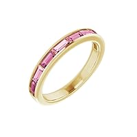 Solid 14k Yellow Gold Pink Tourmaline Ring Band (Width = 27.8mm) - Size 6.5