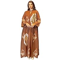 IBAKOM Women Abaya Dress Moroccan Kaftan Wedding Eid Ramadan Prayer Clothes Ethnic Pakistani Muslim Dress Dubai Attire