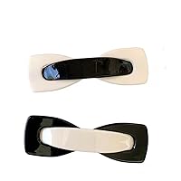 2Pack White & Black French Style Resin Hair Barrettes Fashion Hair Accessories Automatic Clasp Hairgrips geometric Hair Clippers Hairpins for Women Girls