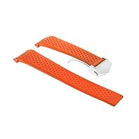 Ewatchparts 22MM RUBBER STRAP COMPATIBLE WITH TAG HEUER CARRERA CALIBRE 36 F1 DEPLOYMENT CLASP ORANGE