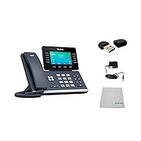 Yealink T54S SIP POE Office Phone Bundle with Power Supply and Microfiber Cloth - Requires VoIP Service - Vonage, Ring Central, 8x8, Mitel or Cloud Services (T54S WiFi Bundle)