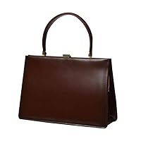 Women Cowhide Leather Satchel Top Handle Handbag Purse Dark Brown