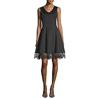 Donna Ricco Women's Scuba Fit and Flare with Crochet Bottom