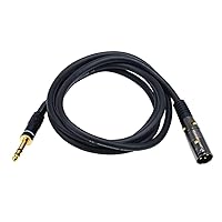 Monoprice XLR Male to 1/4-Inch TRS Male Cable - Gold Plated, High Fidelity and Eliminate Noise in the Recording Studio and On Stage, 16AWG, 6 Feet, Black, 6Ft