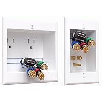 TWO-CK Dual Outlet TV Cord Hider for Wall Mounted TV’s - Recessed In-Wall Cable hider System for Power & Low Voltage - Matches Existing Outlets - Hide Wires With this Easy DIY Install Kit