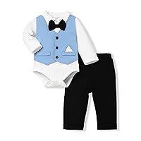 Newborn Baby Boy Clothes Gentleman Outfits Long Sleeve Romper Bowtie Tuxedo Suit