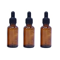 3 Pcs 30ml 1oz Empty Refillable Amber Glass Graduated Dropper Bottle Essential Oil Cosmetics Elite Fluid Container Jar Pot Holder with Glass Pipette Dropper