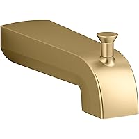 KOHLER 97089-2MB Pitch Wall-Mount Diverter Bath Spout, Bathtub Spout with Diverter, 6 inch, Vibrant Brushed Moderne Brass