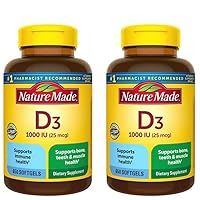 (Pack of 2) Nature Made Vitamin D3 25 mcg., 650 Softgels Bundeled with Pill Box of nalkot (1300)