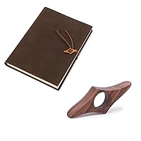 TILISMA Leather Notebook & Handmade Book Page Holder - Leather Journal, with Unlined Pages for Writing, Drawing - Handmade Natural Walnut Thumb Bookmark
