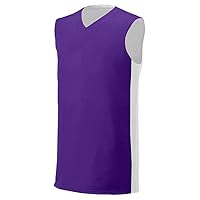 Youth Reversible Muscle Tee, Small, Purple/White
