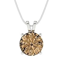 Clara Pucci 2.95 ct Round Cut Brown Champagne Simulated diamond Solitaire Pendant With 18