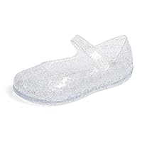 Sawimlgy Toddler Girls Jelly Sandals Summer Beach Closed Toe Crystal Princess Dress Flat Little Kid T-strap Rubber Sole Shoe