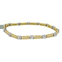 14k Yellow & White Gold 3.12 Carat Round Diamond Tennis Bracelet