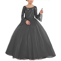 Girl's New Juliet Long Sleeves 2020 Pageant Dresses Beading Sequins Tulle Ball Gowns