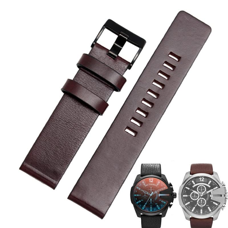 TPUOTI Cow Leather Strap For DIESEL Watchband DZ7312 | DZ4323 | DZ7257 With Stainless Steel Pin Buckle Strap 24 26 27 28 30mm Flat Band