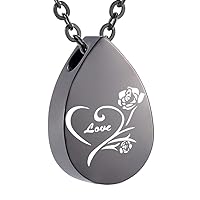 misyou 'Love' Rose Flower Cremation Jewelry Urn Necklaces for Ashes, Cremation Ash Jewelry Memorial Pendants for Human Pets Ashes