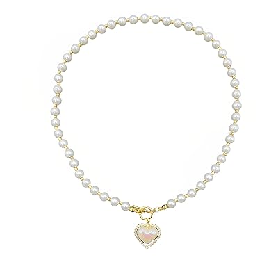 Pearl & Link Chain Heart Pendant
