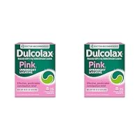 Dulcolax Pink Overnight Relief Stimulant Laxative, Bisacodyl, 5 mg Comfort Coated Tablets, 25 Count (Pack of 2)