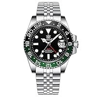AMOY Men GMT Watch 41MM Automatic Mechanical Wristwatch Diver 30ATM Waterproof BGW-9 Luminous Sapphire Ceramic Bezel NH34