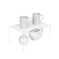 Smart Design Cabinet Storage Shelf Rack - Medium (8.5 x 13.25 Inch) - Steel Metal Wire - Cupboard, Plate, Dish, Counter & Pantry Organizer Organization - Kitchen [White]