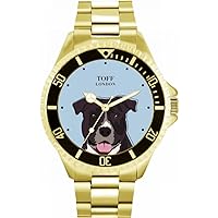 Staffordshire Terrier Head Dog Mens Wrist Watch 42mm Case Custom Design