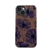 BURGA Phone Case Compatible with iPhone 15 - Hybrid 2-Layer Hard Shell + Silicone Protective Case - Dark Flowers Floral- Scratch-Resistant Shockproof Cover