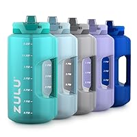 Zulu Goals Gallon 128oz Large Water Bottle Jug with Time Marker & Handle for All Day Hydration | Silicone Soft Straw with Locking Leak-Proof Lid | For Gym, Camping, Workout, and Outdoors | Aquaviva
