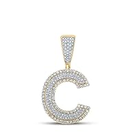 The Diamond Deal 14kt Two-tone Gold Mens Round Diamond C Initial Letter Charm Pendant 3/4 Cttw