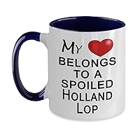 Holland Lop Bunny, Rabbit Coffee Mug, Gift for Rabbit Lover - My Heart Belongs To A Spoiled Bunny - Two Tone Mug