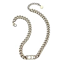 18K Gold Plated Cuban Chain Choker Letter Initial Stainless Steel Non-18K Gilded for Women Fading Dainty Necklace Jewelry Gifts[2] (CD Necklace golden[2])