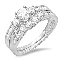 Closeout Sale! Attractive Cheap Diamond Wedding Ring Set 1 Carat Round Cut Diamond on Gold