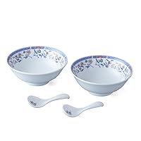 Narumi 41793-33548 Ramen Bowl, Blue, 7.9 inches (20 cm), Set of 2, Includes Forenge, Microwave Heating Safe
