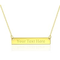 Personalized Engraved Bar Necklace Pendant Initial Text Custom Gift for Woman Kids Mom Sister Daughter Grandma Girlfriend